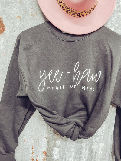 Yee-haw State of Mind- Crew Neck - 2X left-112 SWEATERS & CARDIGANS-Adelyn Elaine's-Adelyn Elaine's Boutique, Women's Clothing Boutique in Gilmer, TX