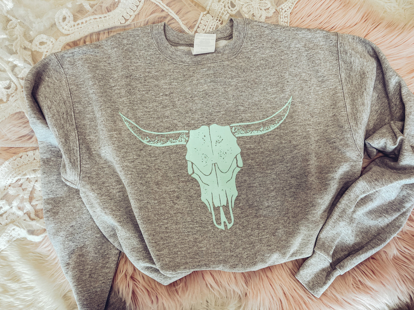 Logo Mint Skull - Crew Neck Sweatshirt - 2XL left-112 SWEATERS & CARDIGANS-Adelyn Elaine's-Adelyn Elaine's Boutique, Women's Clothing Boutique in Gilmer, TX