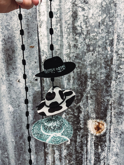 Cow Print Black & Teal - Hat Mirror Hangers