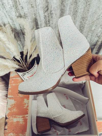 Dolly Glitter Booties - White