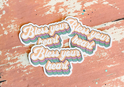 Retro Bless Your Heart - Sticker-402 MISC GIFTS-Adelyn Elaine's-Adelyn Elaine's Boutique, Women's Clothing Boutique in Gilmer, TX
