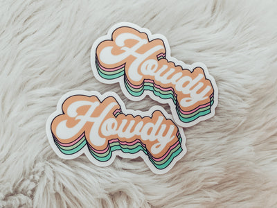 Retro Howdy Sticker-402 MISC GIFTS-Adelyn Elaine's-Adelyn Elaine's Boutique, Women's Clothing Boutique in Gilmer, TX