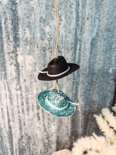 Black + Teal Glitter - Hat Mirror Hangers