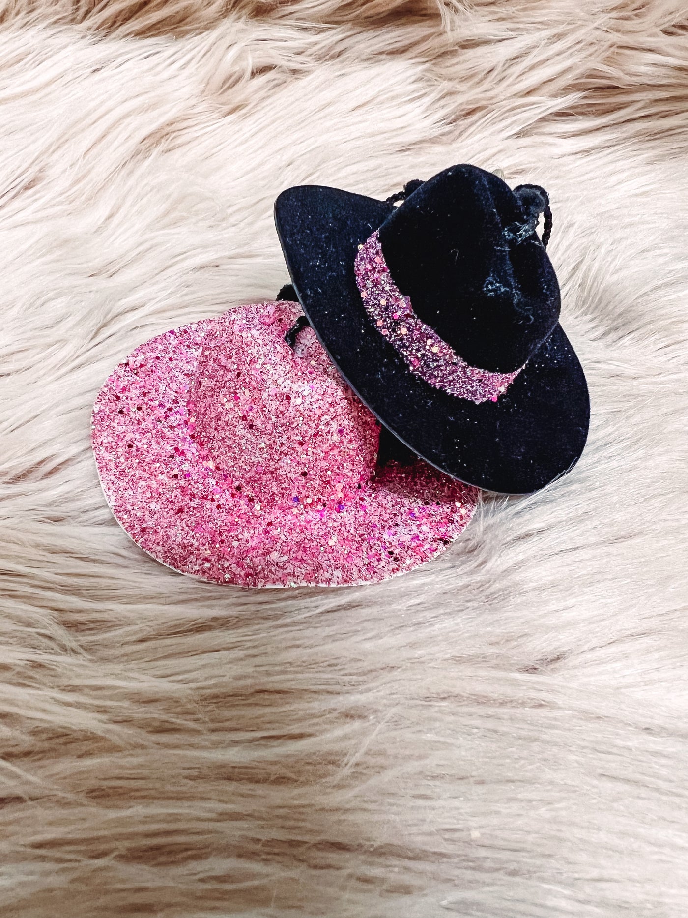 Black + Pink Glitter - Hat Mirror Hangers